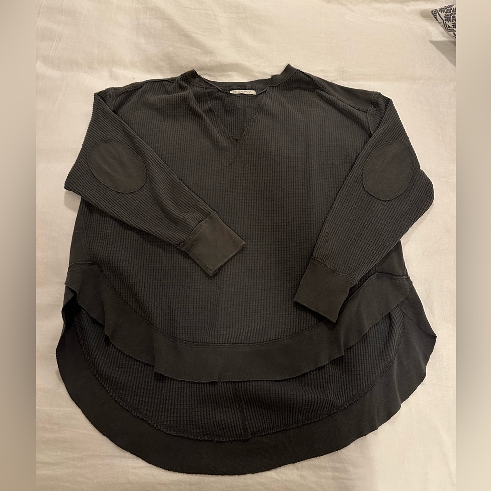 Black Long Sleeve Waffle Knit Top free People